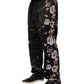 Black Floral Straight-Leg Chino Trouser Pants