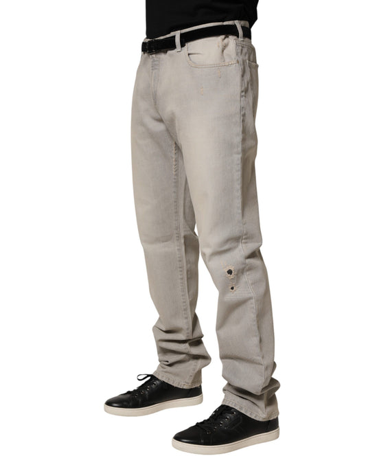 Light Gray Cotton Straight Denim Trouser Jeans