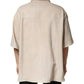 Beige Leather Button Down Men Casual Shirt