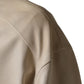 Beige Leather Button Down Men Casual Shirt