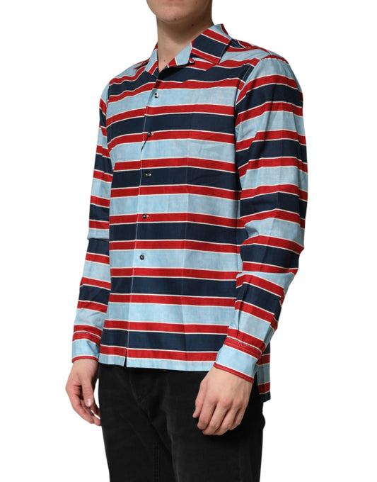 Multicolor Stripes Cotton Men Button Down Shirt