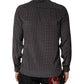 Black Patterned Silk Men Button Down Shirt