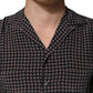 Black Patterned Silk Men Button Down Shirt