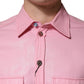 Pink Cotton Collared Men Button Down Shirt