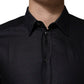 Black Dotted Cotton Collared GOLD Dress Shirt