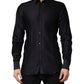 Black Dotted Cotton Collared GOLD Dress Shirt