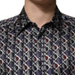 Multicolor Patterned Collared GOLD Men Dress Shirt