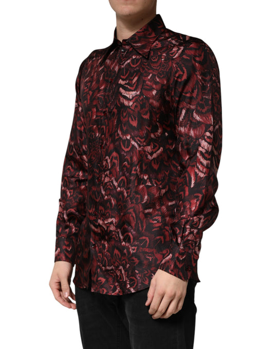 Bordeaux Patterned Collared Men Dress Shirt