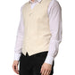Beige Stripes Wool Dress Men Waistcoat Vest