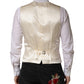 Beige Stripes Wool Dress Men Waistcoat Vest