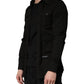 Black Cotton Collared Men Button Down Shirt