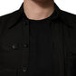 Black Cotton Collared Men Button Down Shirt