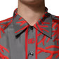 Gray Red Corals Short Sleeves Casual Shirt