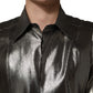 Silver Silk GOLD Collared Dress Formal Shirt