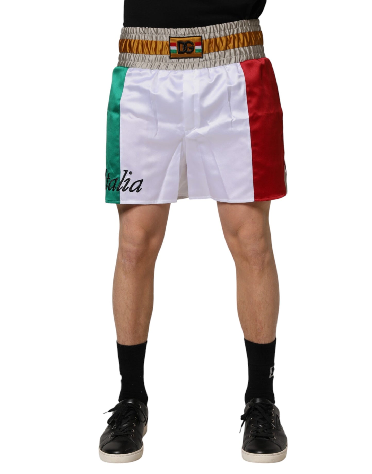 Multicolor Italia Polyester Bermuda Shorts