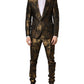 Black Gold Jacquard Single Breasted 2PC Suit