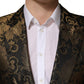 Black Gold Jacquard Single Breasted 2PC Suit