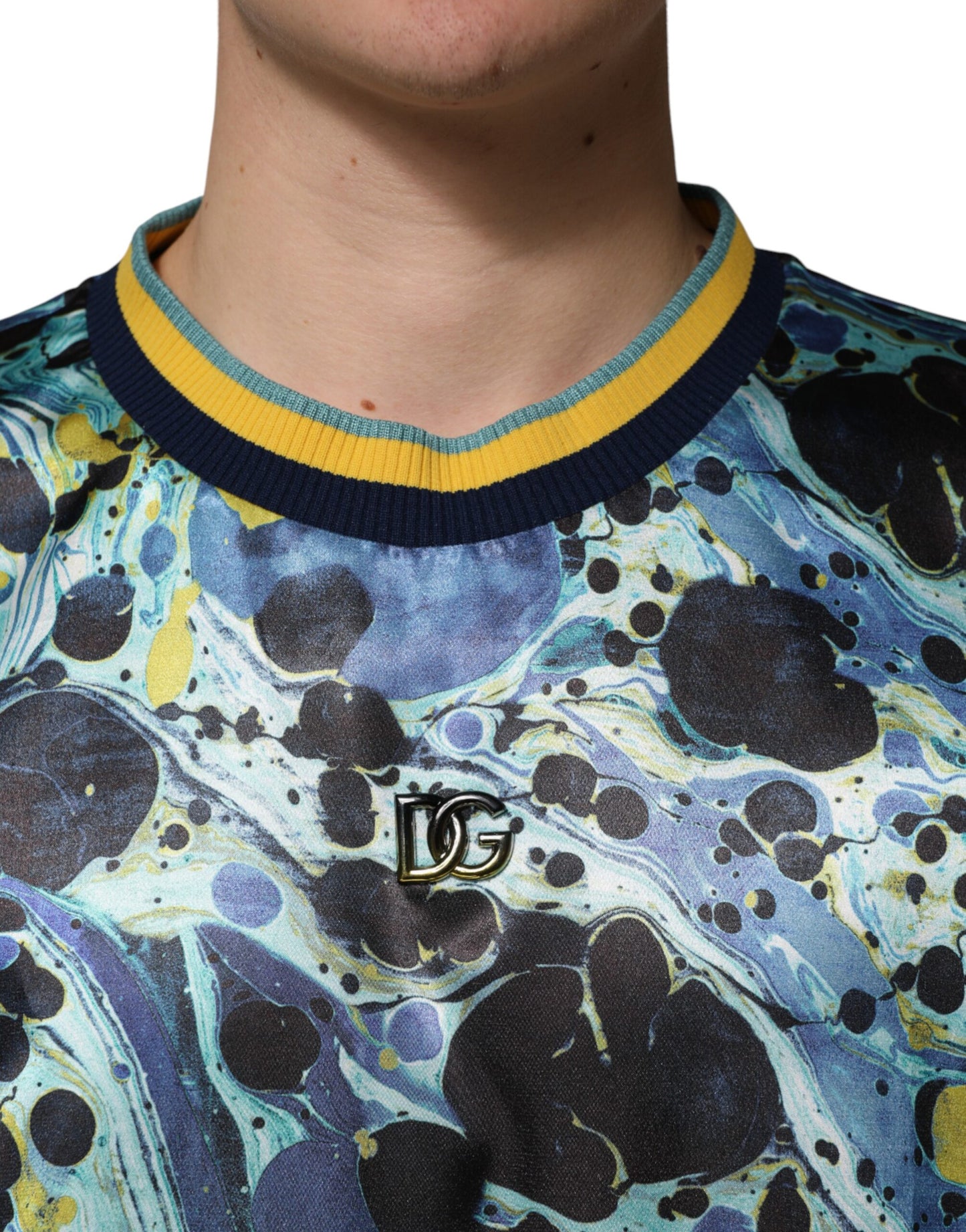 Multicolor Marble Print Pullover Sweater