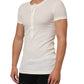 Off White Cotton Short Sleeve Henley T-shirt