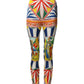Multicolor Silk Carretto Leggings Stretch Waist Pants