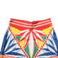 Multicolor Silk Carretto Leggings Stretch Waist Pants