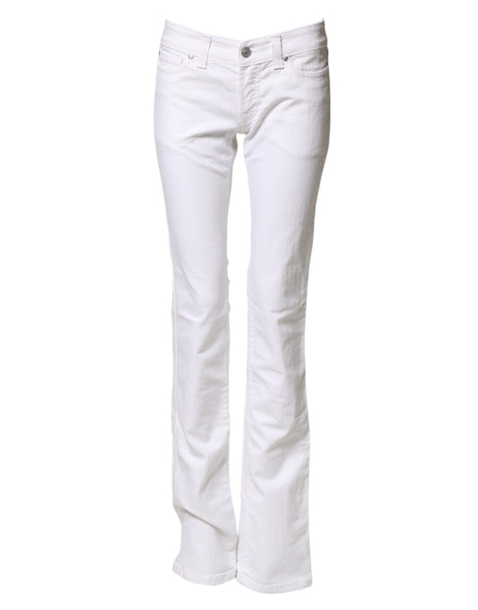 White Low Waist Bootcut Denim Jeans