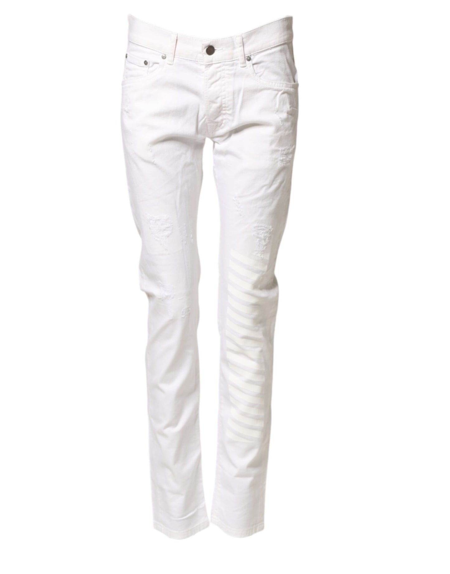 White Cotton Stretch Skinny Denim Jeans
