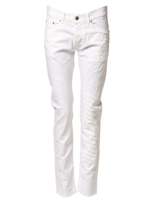 White Cotton Stretch Skinny Denim Jeans