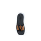 Black Calf Leather Bos Taurus Flat Sandals