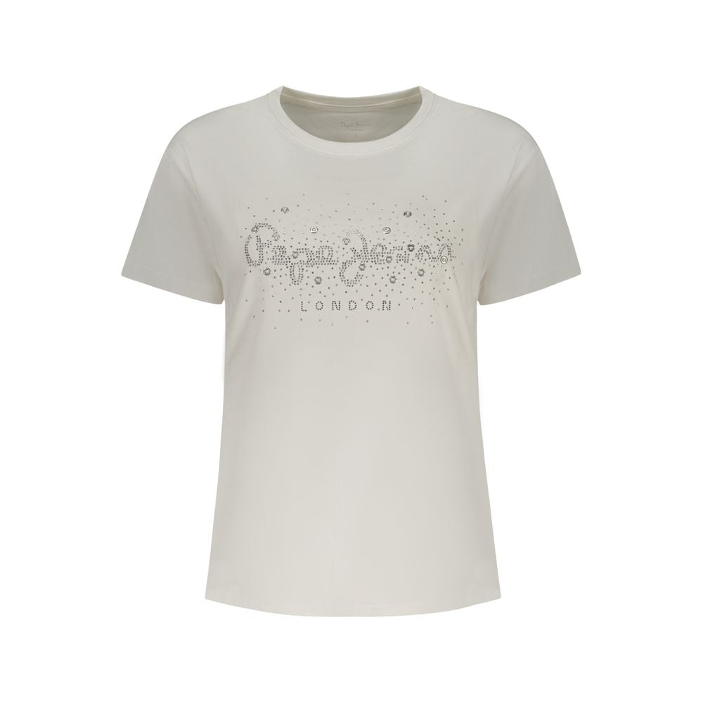 White Cotton Women T-Shirt
