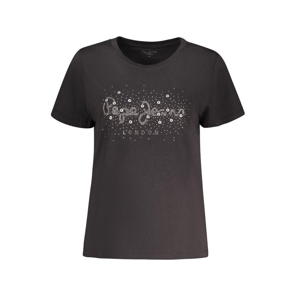 Black Cotton Women T-Shirt