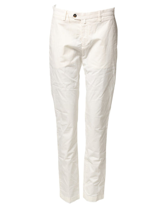 White Cotton Straight Fit Chino Trouser Pants