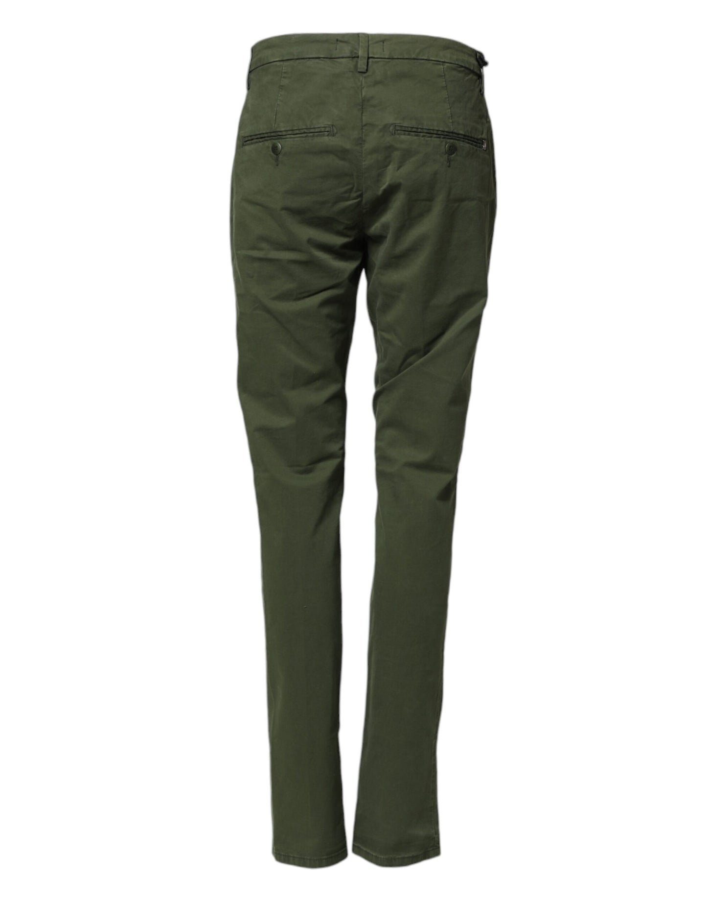 Dark Green Cotton Stretch Skinny Chino Trouser Pants