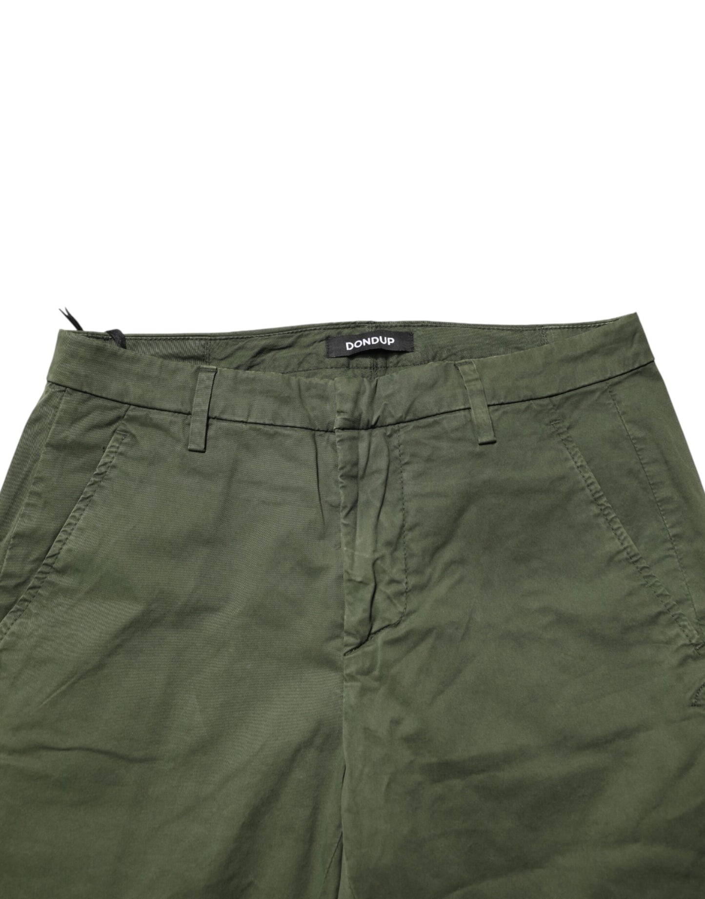 Dark Green Cotton Stretch Skinny Chino Trouser Pants