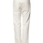 White Cotton Straight Denim Mid Waist Trouser Jeans