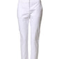 White High Waist Tapered Fit Chino Trouser Pants