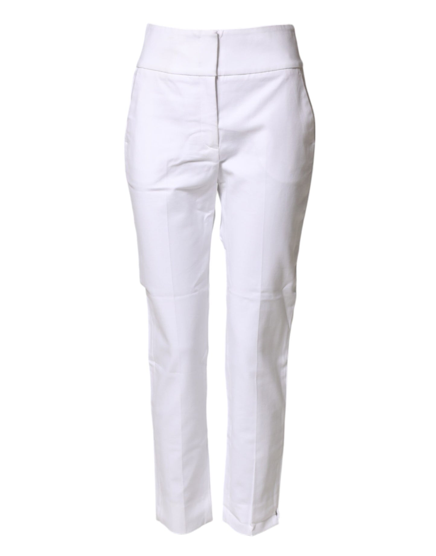 White High Waist Tapered Fit Chino Trouser Pants