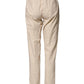 Beige Cotton High Waist Straight Chino Trouser Pants