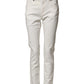 White Cotton Mid Waist Skinny Denim Trouser Jeans