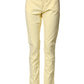 Yellow Cotton Low Waist Slim Fit Skinny Denim Casual Jeans
