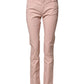 Light Pink Cotton Mid Waist Skinny Fit Denim Jeans