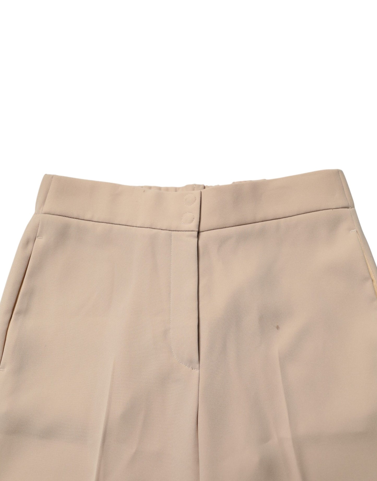 Beige High Waist Straight Chino Trouser Pants