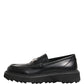 Black Leather DG Plaque Loafers Dress Shoes