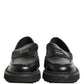 Black Leather DG Plaque Loafers Dress Shoes