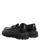 Black Leather DG Plaque Loafers Dress Shoes