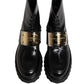 Black Leather DG Plaque Lace Up Boots Shoes
