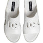 White DG Cutout Slides Slippers Flats Shoes