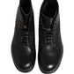 Black Lace Up Short Ankle Boots Men Shoes