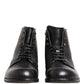 Black Lace Up Short Ankle Boots Men Shoes