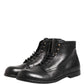 Black Lace Up Short Ankle Boots Men Shoes